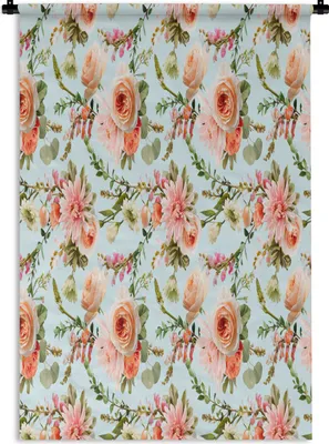 Produktbild von MuchoWow® Wandteppich Wandbehang Blumen - Muster - Rosen 90x135 cm Tapisserie Dekoration Wandtuch - Baumwolle - Wandskulptur