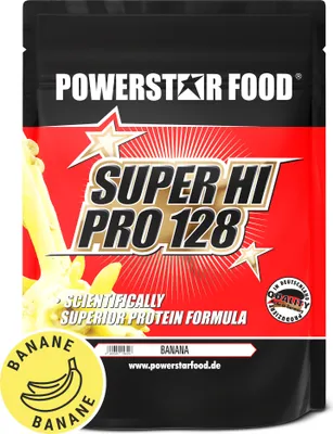 Produktbild von Powerstar SUPER HI PRO 128 | Mehrkomponenten Protein-Pulver 1kg | Höchste Biologische Wertigkeit | Protein-Shake zum Muskelaufbau | Banana