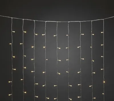 Produktbild von Konstsmide 2793-133 LED Eisregen Lichtervorhang, gefrostet, 320 warm weiße Dioden, 30V Außentrafo (IP44), 6,4W, transparentes Kabel