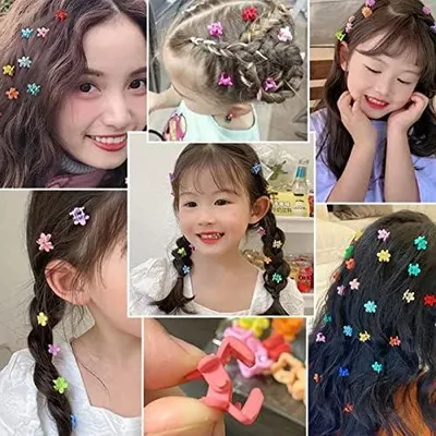 Produktbild von Star Mini-Haarklammer, Leicht, Helle Farbe, Niedliches Frisur-Accessoire für Mädchen und Frauen, 40 Stück, Kunststoffharz