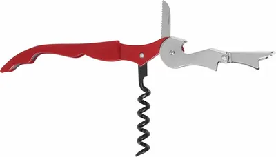 Kellnermesser 3in1 Korkenzieher Messer Flaschenöffner Weinöffner Kapselschneider Rot