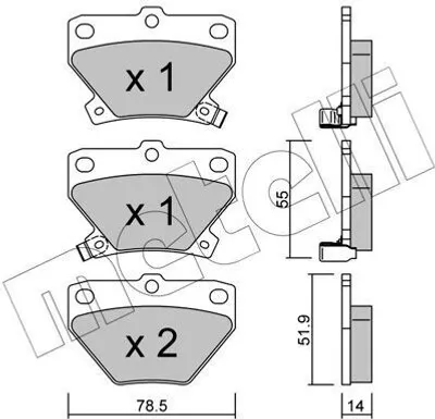 Produktbild von METELLI Bremsbeläge Satz Hinten Bremsklötze für TOYOTA Yaris Schrägheck (P1) 22-0424-0