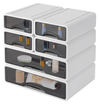 Produktbild von Büro Aufbewahrungsbox mit 6 Schubladen, Stapelbare Kunststoffschubladen Veranstalter