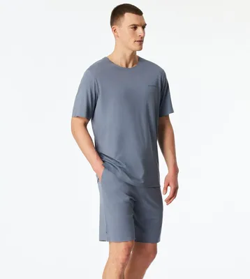 Image de Schiesser pyjama pantalon court modern bonded blue hommes