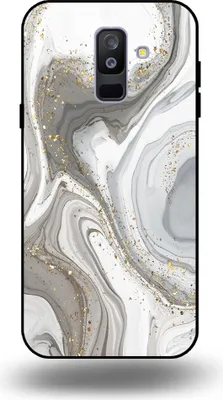 Produktbild von Smartphonica Handytasche passend für Samsung Galaxy A6 Plus 2018 mit Marmordruck - TPU Rückseitenschutzhülle Marmordesign - Silber