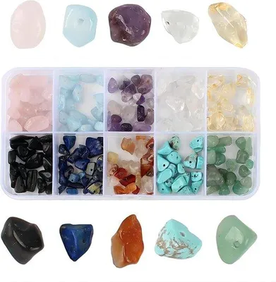 Productafbeelding van Famanu Kristallen kralen set, 300 stuks – Onregelmatige natuurstenen kralen – Geschikt voor sieraden maken