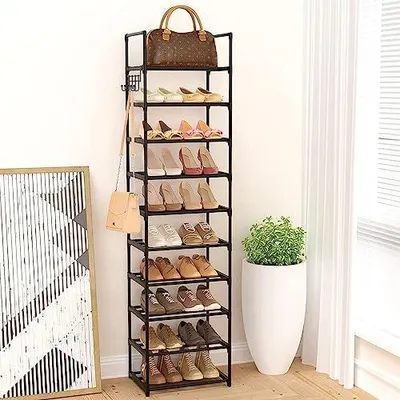 Produktbild von Schuhregal mit 10 Ablagen Schuhschrank hoch Schmal Schuhständer für Flur Schlafzimmer Wohnzimmer Eingang (10 Ablagen)
