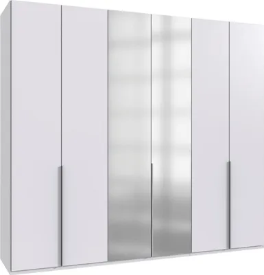 Image de Armoire à portes battantes Mugano Armoire 270x58x236cm blanc Premium avec miroir (18869)