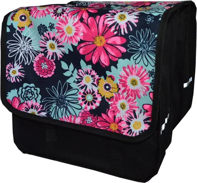 Produktbild von FAHRRADTASCHE ab 26 Zoll Satteltasche Gepäckträgetasche Doppelt 14. Duo Blumen (rosa)