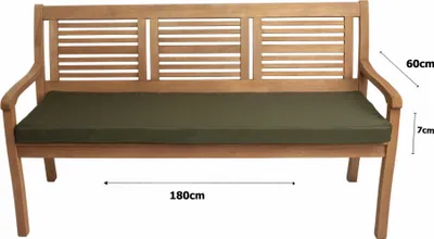 Image de Coussin de banc de jardin 180x60x7 Vert, Siège pour 4 personnes, Coussin d'extérieur, Coussin de banc/balançoire, Coussin de jardin plat