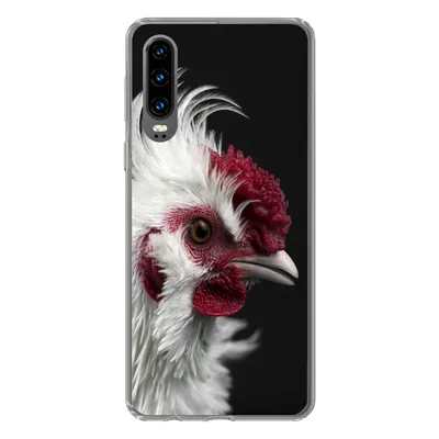 Produktbild von MuchoWow® Handyhülle Schutzhülle Hülle für Huawei P30 Huhn - Vogel - Schwarz Silikon Softcase Handy Hülle - Kartenbesitzer