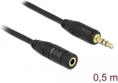 Productafbeelding van Delock - Audio verlengkabel - mini-jack stereo 3.5 mm (vrouwelijk) naar mini-jack stereo 3.5 mm (mannelijk) - 50 cm - Zwart