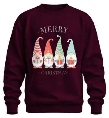 Immagine prodotto di MERRY CHRISTMAS Gnomo Regali di Natale Gnomo Carino Unisex Felpa Pullover, Borgogna, XXL