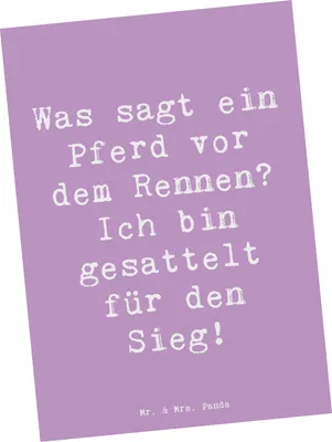 Produktbild von Mr. & Mrs. Panda Postkarte Spruch Pferderennen Erfolg - Lavendeltraum - Geschenk, Ansichtskarte, Sportart, Begeisterung, Postkarten, Humor, Sportler, Sport, Fotokarte