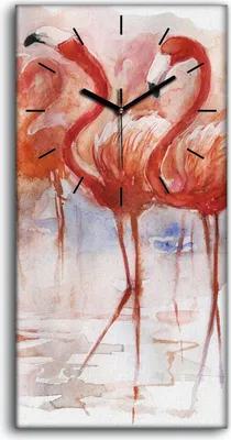 Produktbild von Leinwand Wanduhr Wandkunst Uhr 30x60 Gemälde Abstraktes Tier Vogel Flamingo - schwarze Hände