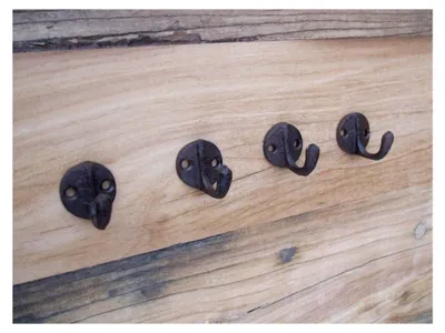 Produktbild von 4-er Set, 4 Stück Wandhaken, Wandgarderobe, Gusseisen, rostfarben