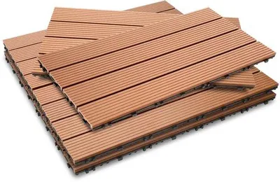 Produktbild von WPC-Terrassenplatten 60x30cm 6 Stück 1m² schnelle Montage Balkon- und Terrassenplatten Terrassenplatten Geelbraun