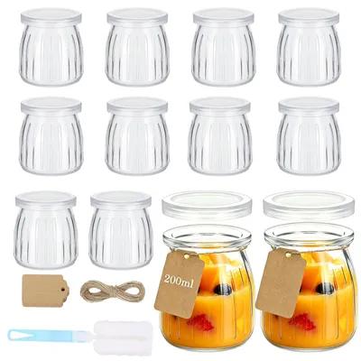 12 transparente Joghurtgläser 200 ml mit Deckel