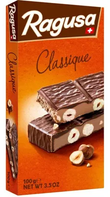 Produktbild von Camille Bloch Ragusa Classique, Milchschokolade, 100 g, 5449 kJ, 585 kcal, 37 g, 15 g