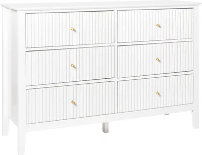 Zdjęcie produktu dla BELIANI Komoda biała MDF 6 szuflad złote uchwyty salon stylowa