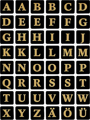 Produktbild von HERMA Buchstaben Sticker A-Z Folie geprägt schwarz/gold 2 Blatt à 48 Sticker