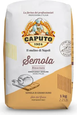 Produktbild von 6 x Caputo Il Mulino di Napoli Semola rimacinata di Grano Duro Durum Weizengieß, hohe Elastizität, 1 kg Grieß für Pizza