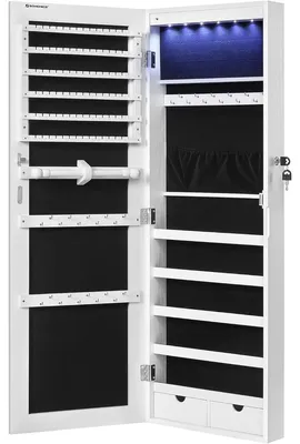 Zdjęcie produktu dla Szafka-lustro na Biżuterię Ścienna z Oświetleniem LED i Zamkiem