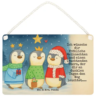 Produktbild von Mr. & Mrs. Panda Schild Winterzeit Heilige drei Könige Design DIN A6 - Weiß - Geschenk, Weihnachtsmann, Weihnachten, Weihnachtstage, Heiligabend, Wandbild Holz, Türschild