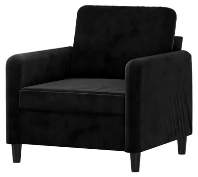 Produktbild von Sessel, Relaxsessel mit gepolstertem Sitz und Armlehnen, Fernsehsessel mit Metallgestell, Polstersessel für das Wohnzimmer, Schwarz Samt