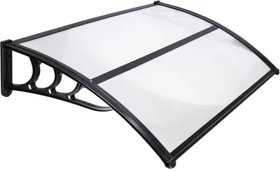 Produktbild von Türvordach Überdachung Polycarbonat Transparent Vordach über Haustür Balkon Regenschutz Türüberdachung Eingangsüberdachung Haustürüberdachung 120 x 75 x 23 cm Aluminium