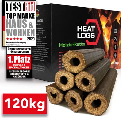 Produktbild von Holzbriketts Buche Pini&Kay Briketts 120kg mit hoher Heizleistung - Buchenholz Kaminbriketts HeatLogs HOLZBRX