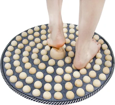 Produktbild von Akupressurmatte Fuß 50 cm – Ergonomische Holz-Fußmassagematte, faltbares Druckpunktpolster zur Entspannung & Massage der Füße