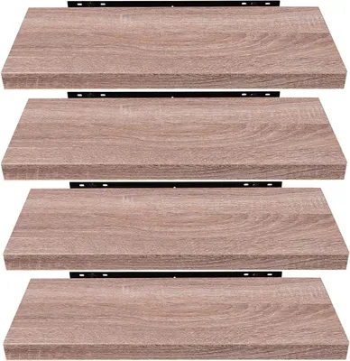 Produktbild von EUGAD 4er-Set Wandregal Wandboard Buchregal Hängeregal DVD CD Regal Holz Board Eiche 60x23x3,8 cm