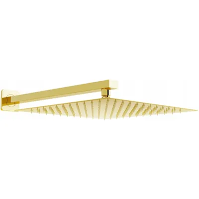 Image de Tête de douche carrée Slim - Pluie 30 x 30 cm + bras de douche, or (79130112-50)