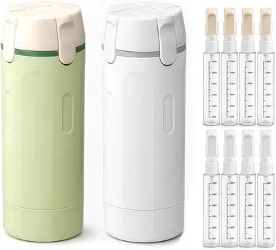 Productafbeelding van 4-in-1 reisdispenser set, 2 stuks (groen en wit)