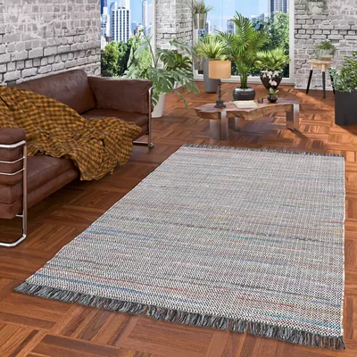 Produktbild von Baumwolle Natur Teppich Cayenne Grau Bunt Meliert, Größe:170x240 cm