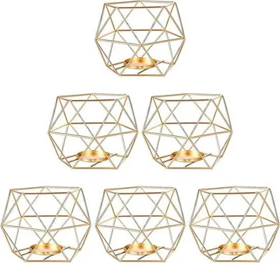 Immagine prodotto di Portacandele geometrici dorati per matrimoni e interni