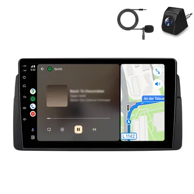 Image de Radio compatible avec BMW Série 3 E46 1998-2006 Carplay Android Auto Navi Bluetooth DAB+ Caméra de recul 9 pouces 32 Go