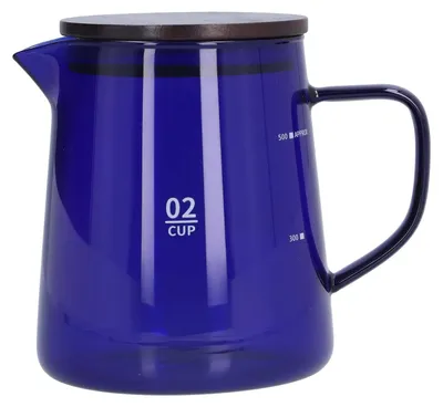 Glaskanne 500 ml mit Deckel, Kaffeeserver, Blau