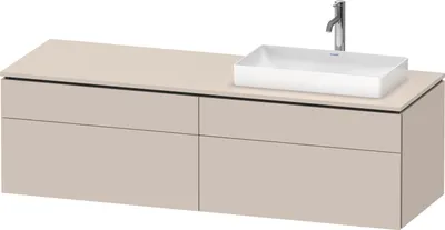 Image de Duravit L-Cube Meuble sous-lavabo en console suspendu, avec plan de toilette en console, 4 tiroirs, vasque à droite, 1620x482x550mm, LC4871R91910000