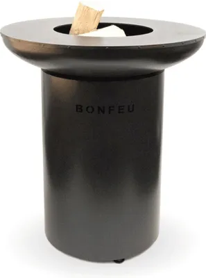 Image de BonFeu BonBiza Noir Ø 80 cm - Cheminée de jardin avec plaque de cuisson  - Baril à feu & foyer - Brasero en acier robuste - Avec plaque de cuisson -  Brasero pour le jardin
