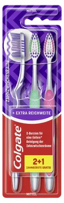 Immagine prodotto di Spazzolino medio Colgate, confezione da 2+1 - Spazzolino di pulizia per un'igiene orale efficace