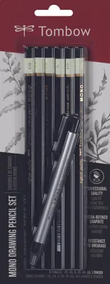 Produktbild von Tombow Mono Bleistift-Set B HB 2H 2B 4B 6B schwarz/weiß mit Radierer 1 Set