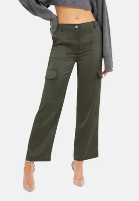 Produktbild von Guess Damen Stoff Satin Cargohose grün M