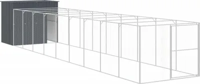 Obrázok produktu pre vidaXL Domček pre psa s výbehom antracit 214x1069x181 cm Oceľový pozinkovaný