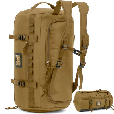 60L Tactische Duffeltas mit Schuhfach, Reisetasche, Sporttas, Braun