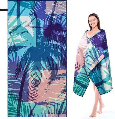 Zdjęcie produktu dla Ręcznik plażowy z mikrofibry, 90 x 180 cm, szybko schnący, nieprzywierający do piasku, idealny na plażę i do campingów