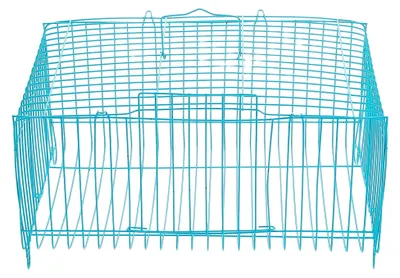 Produktbild von Tragbarer Papageienkäfig aus Metall in Blau – Geräumiger Kleintierkäfig für Reisen und Haustiertransport
