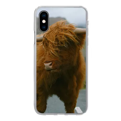 Produktbild von MuchoWow® Handyhülle Schutzhülle Hülle für iPhone X Schottischer Highlander - Berg - Straße Silikon Softcase Handy Hülle - Handyhülle