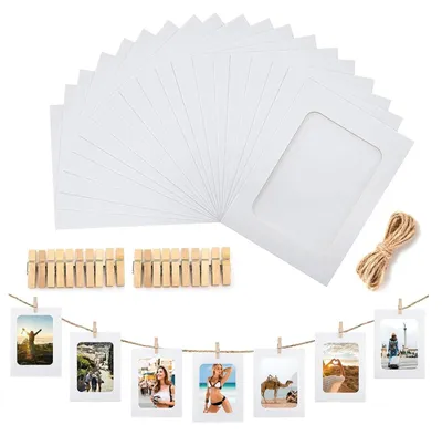 Fototaschen 20 Stück 10x15 cm transparent zum Aufhängen weiß